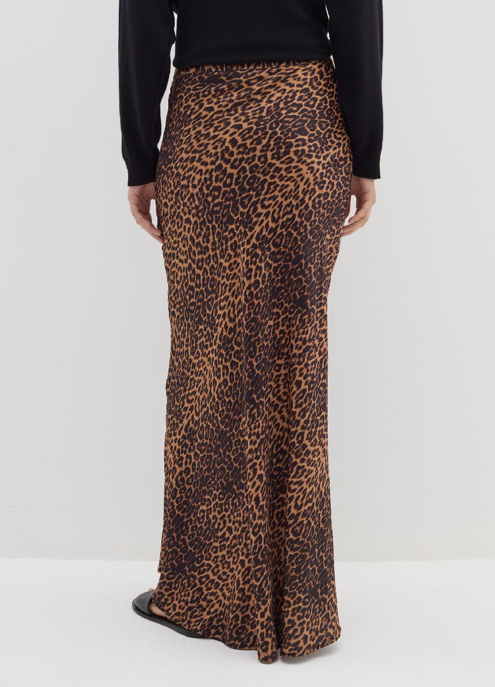 Stefanel Gonna lunga in satin con stampa animalier Nuova