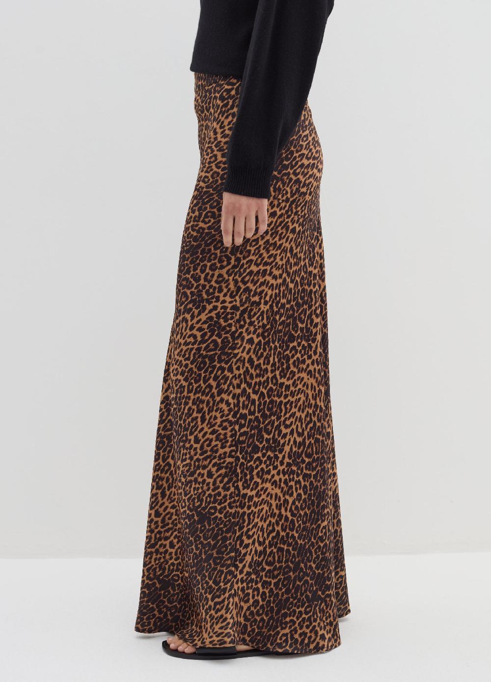 Stefanel Gonna lunga in satin con stampa animalier Nuova