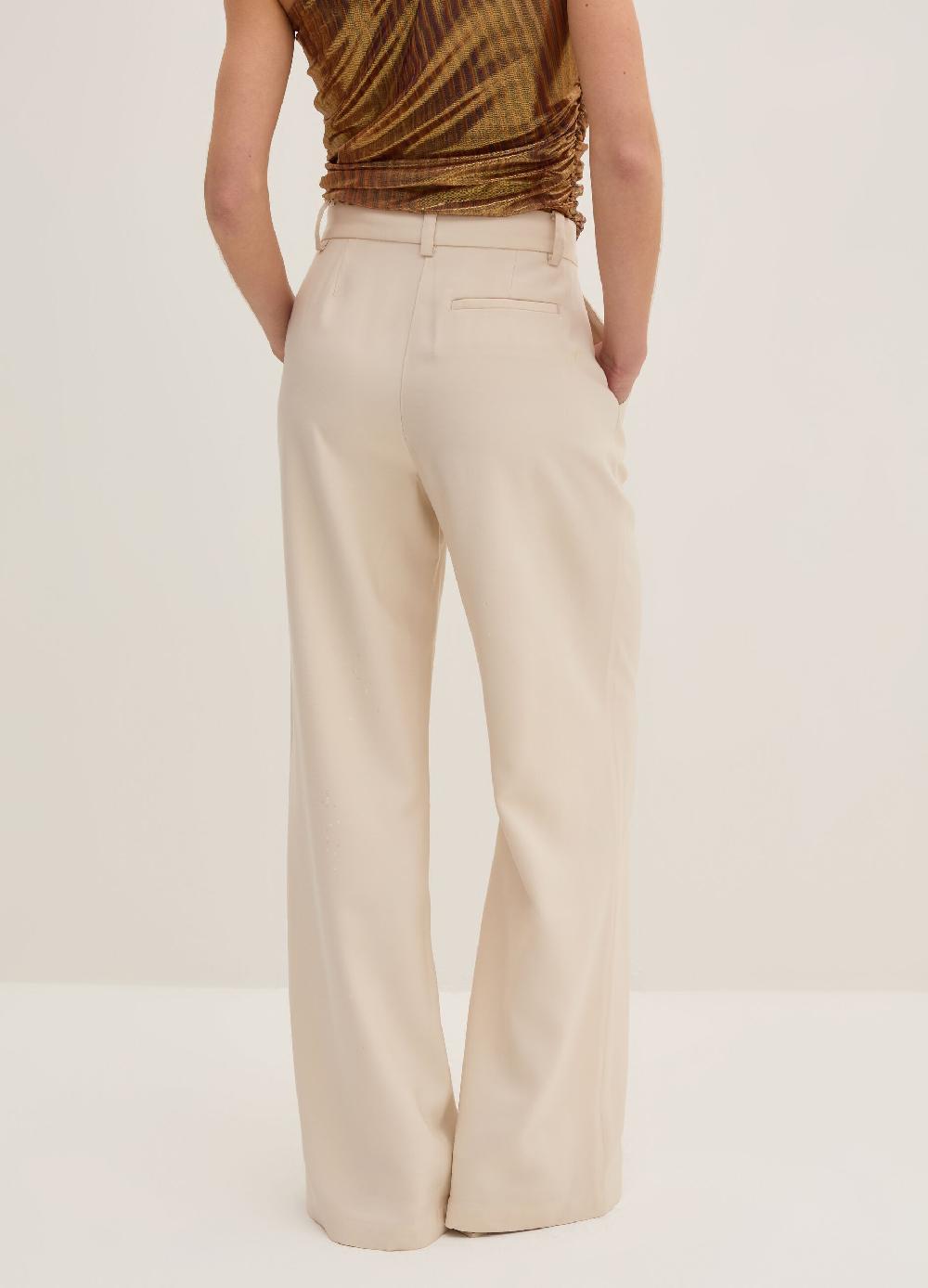 Stefanel Pantalone palazzo wide leg in twill tecnico Negozio online di fabbrica