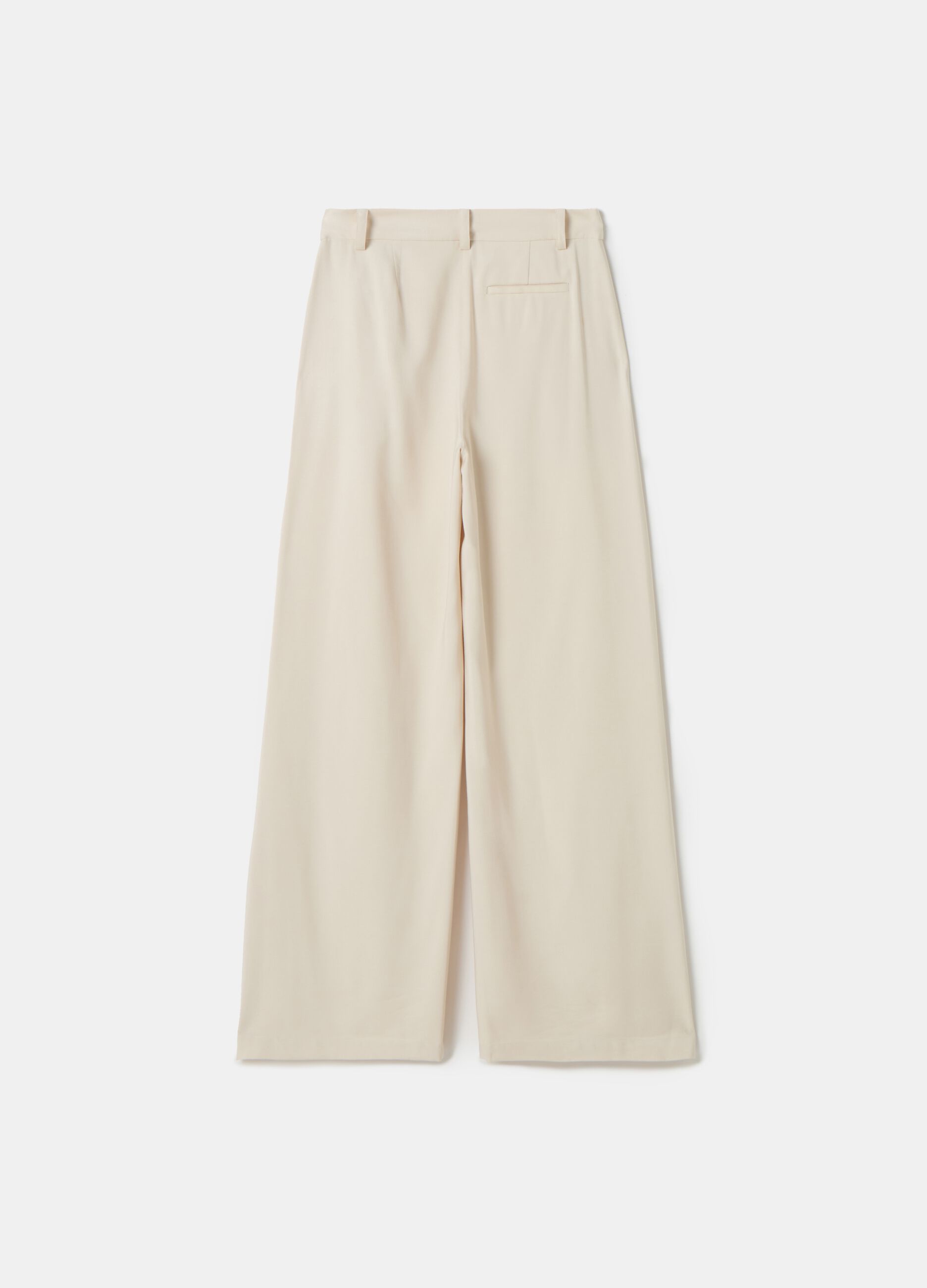 Stefanel Pantalone palazzo wide leg in twill tecnico Negozio online di fabbrica