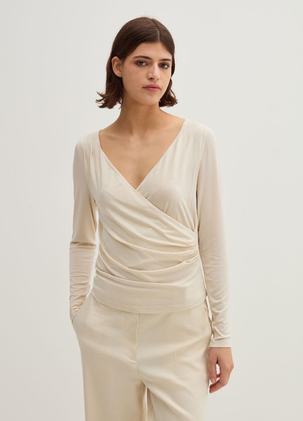 Stefanel T-shirt scollo a V con incrocio Offerte stagionali