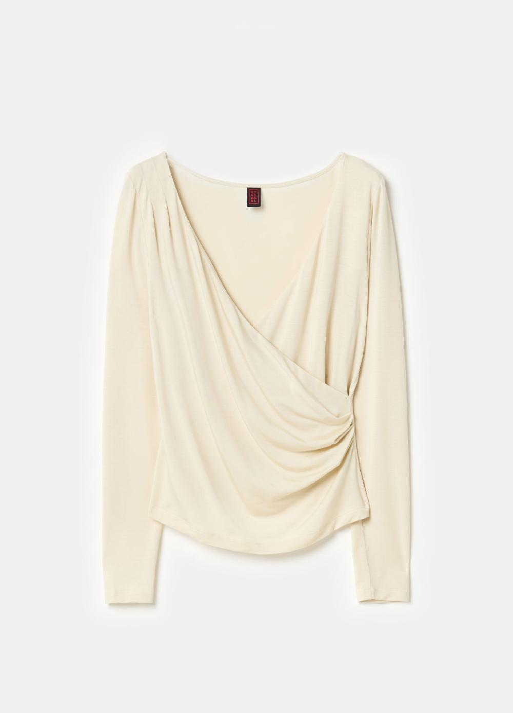 Stefanel T-shirt scollo a V con incrocio Offerte stagionali