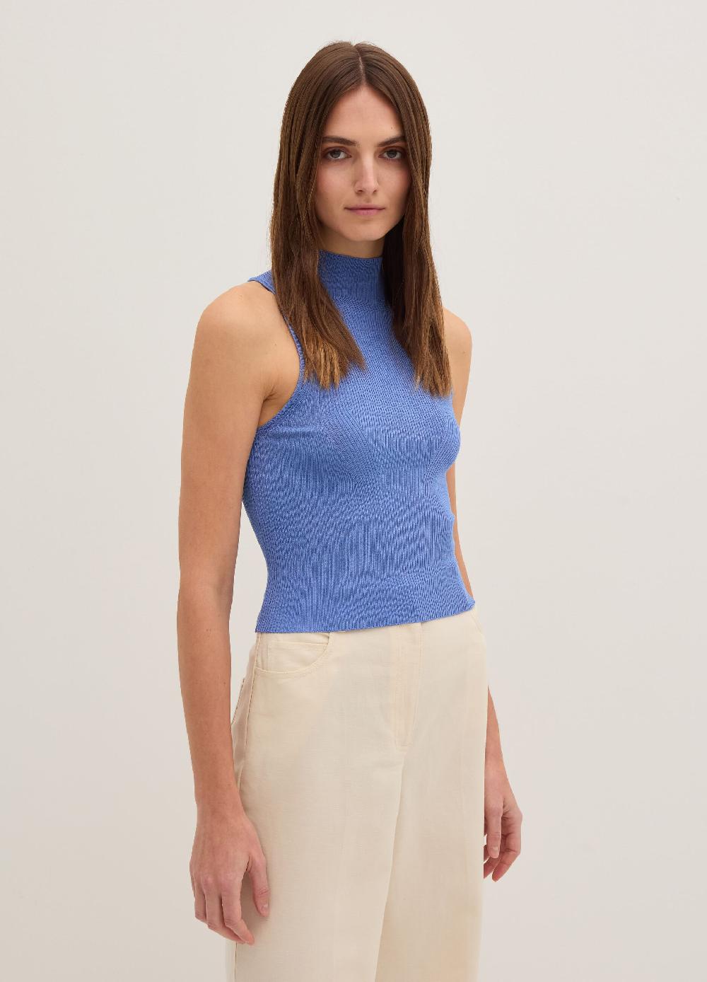 Stefanel Tank top a coste piatte mock neck Sconti VIP