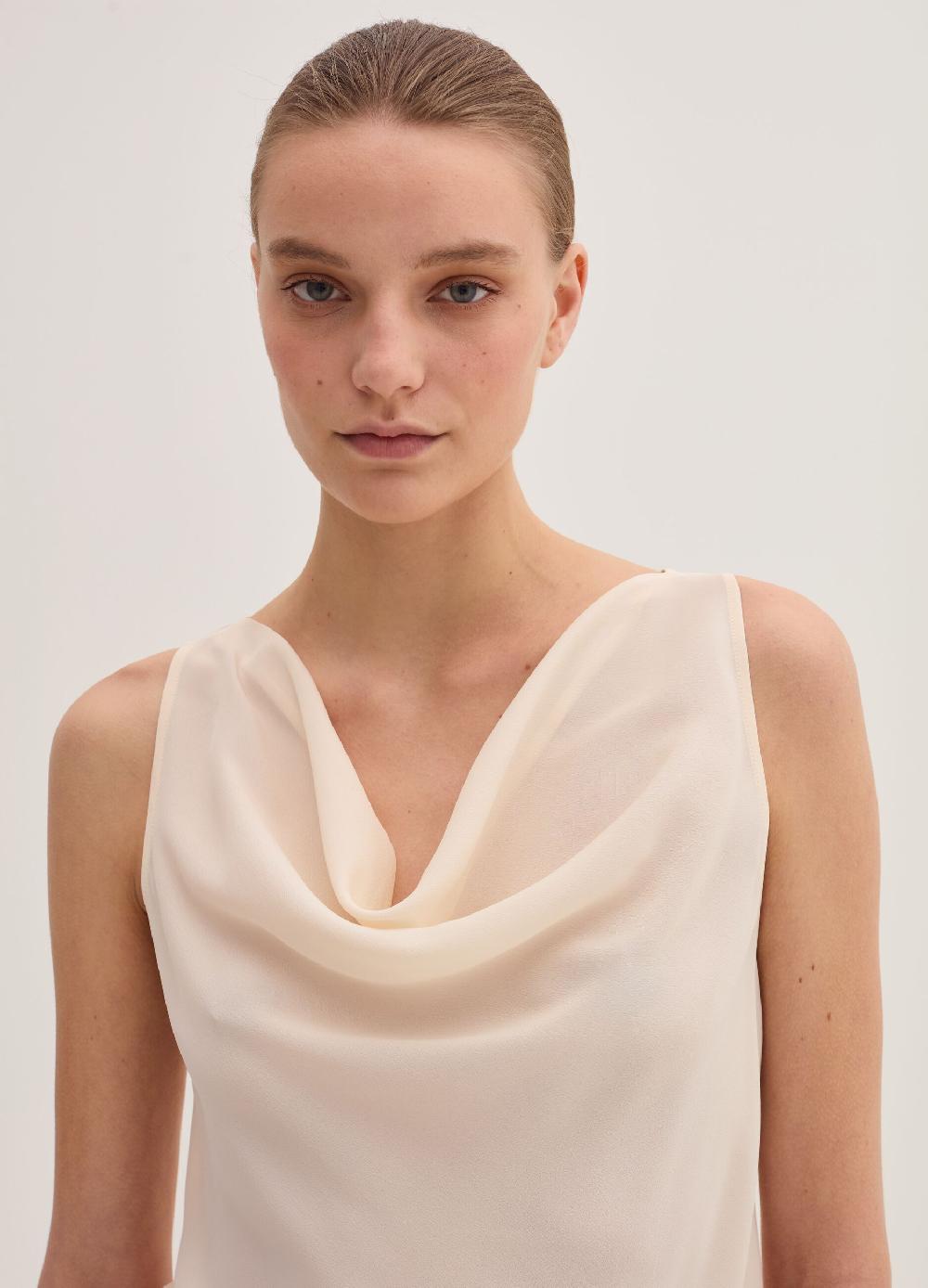 Stefanel Top in crêpe de chine con drappeggio Offerta speciale della fabbrica