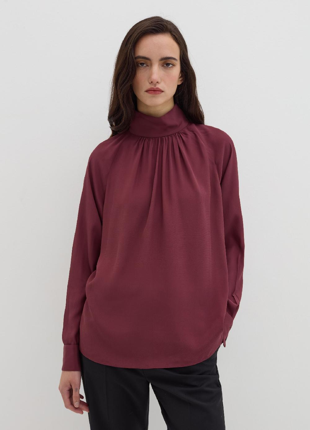 Stefanel Blusa a collo alto in viscosa e seta Enormi sconti