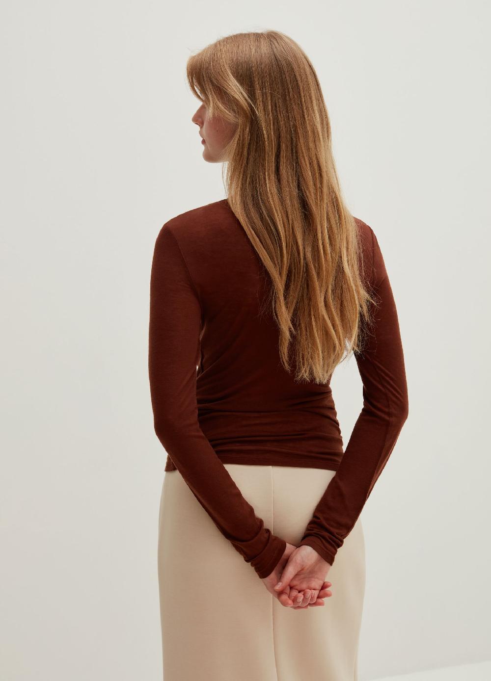 Stefanel T-shirt a collo alto in Lyocell e lana Black Friday Prezzi