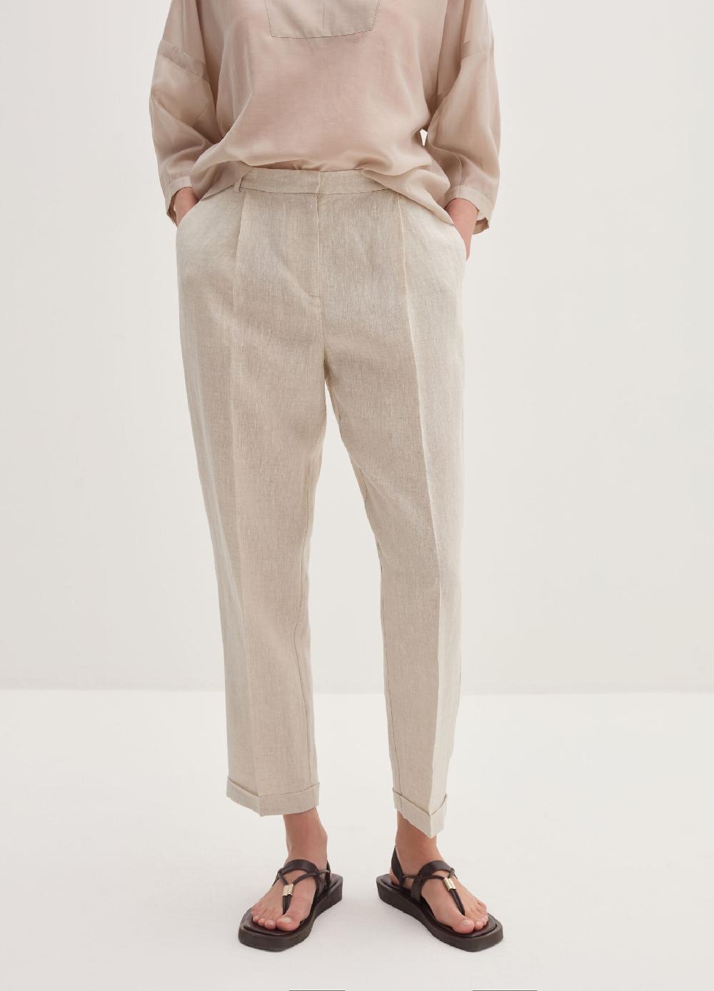 Stefanel Pantalone a sigaretta cropped in lino 2025