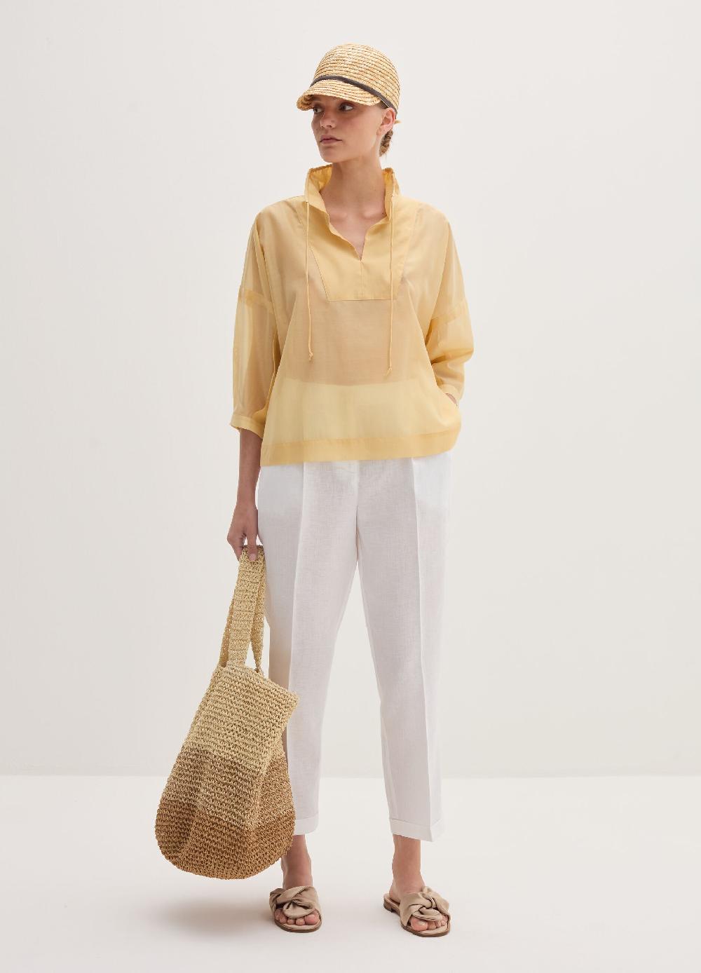 Stefanel Pantalone a sigaretta cropped in lino Promozione