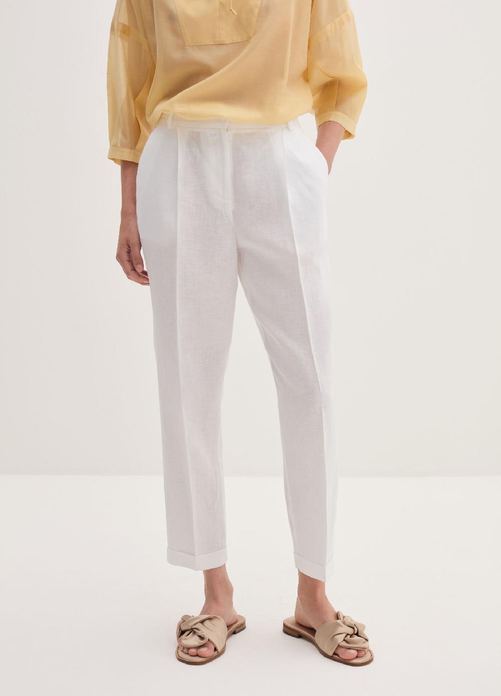 Stefanel Pantalone a sigaretta cropped in lino Promozione