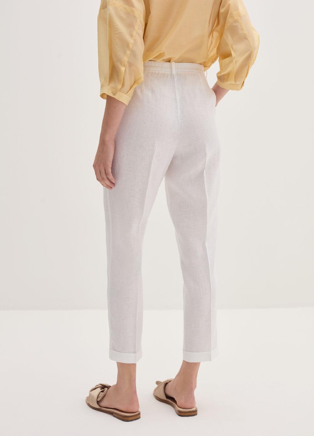 Stefanel Pantalone a sigaretta cropped in lino Promozione