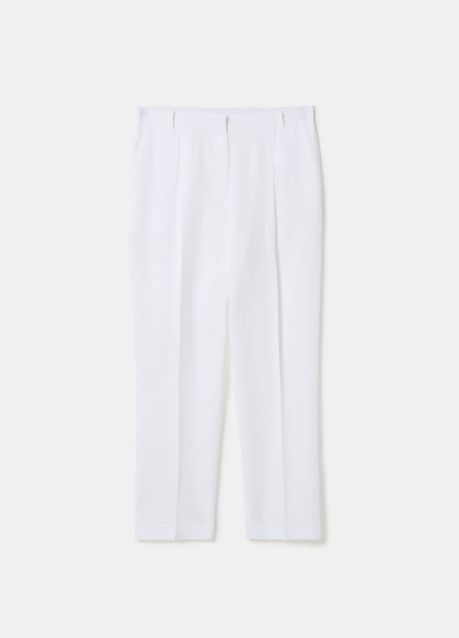 Stefanel Pantalone a sigaretta cropped in lino Promozione