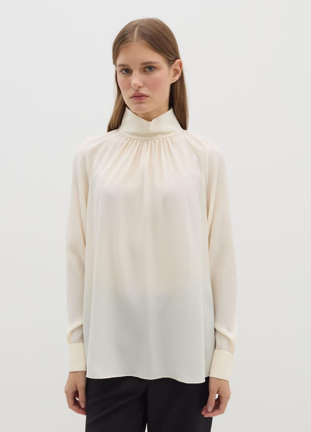 Stefanel Blusa a collo alto in viscosa e seta Negozi Online
