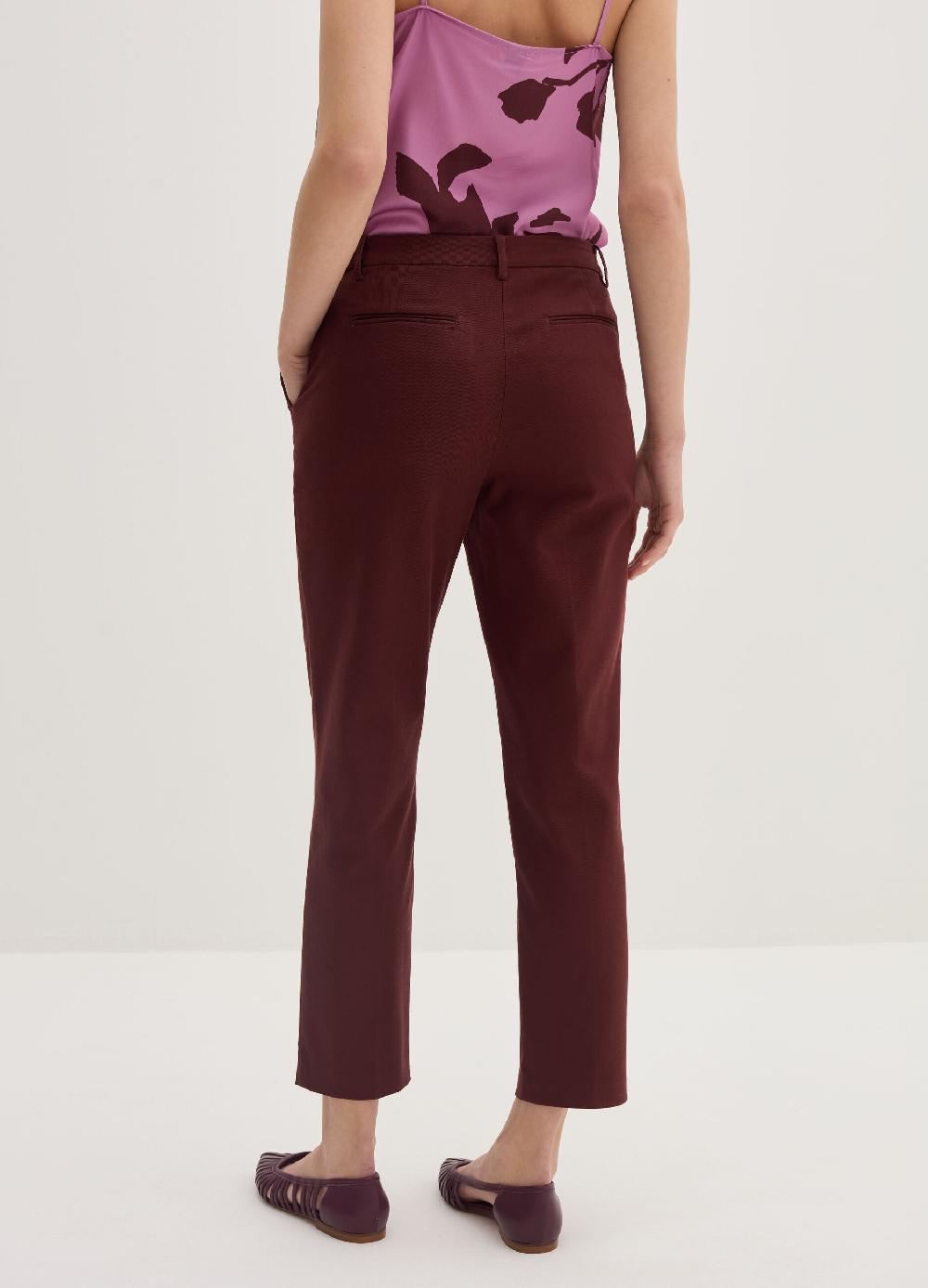 Stefanel Pantalone a sigaretta cropped in twill Prezzo Ridotto