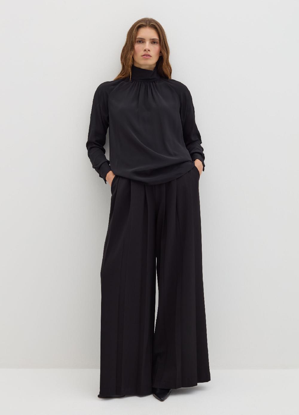 Stefanel Blusa a collo alto in viscosa e seta Presa