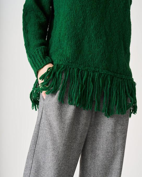 Suoli Maglia Over Collo Alto C/frange Sottocosto
