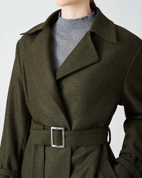 Suoli Cappotto Panno Con Cintura Soddisfazione Garantita