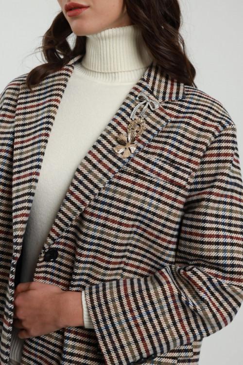 Susy Mix Giacca Over Check con Spille Saldi