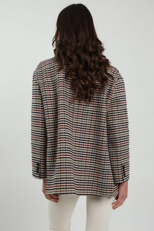 Susy Mix Giacca Over Check con Spille Saldi