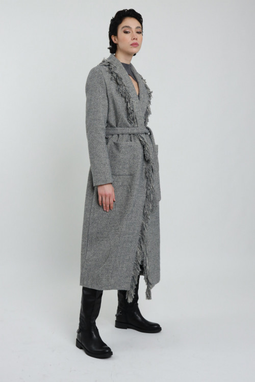 Susy Mix Cappotto con Frange Qualità