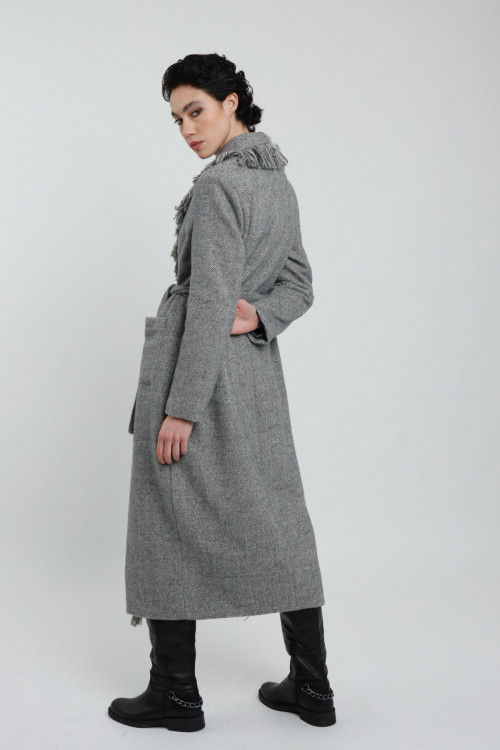 Susy Mix Cappotto con Frange Qualità