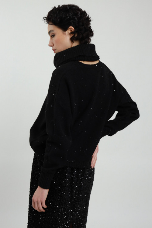 Susy Mix Maglia Collo Rimovibile con Micro Paillettes Outlet