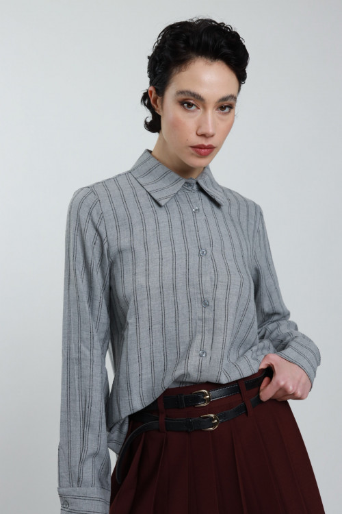 Susy Mix Camicia Gessata Over Pezzi Unici