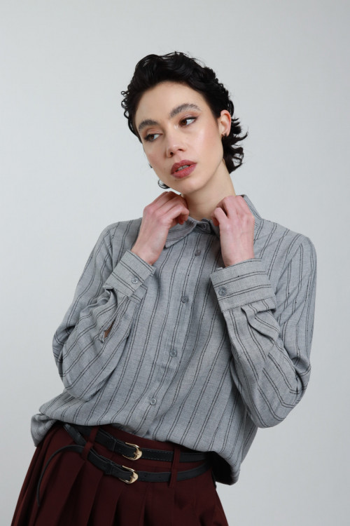 Susy Mix Camicia Gessata Over Pezzi Unici
