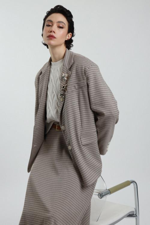 Susy Mix Blazer Over Pied de Poule Consegna Veloce