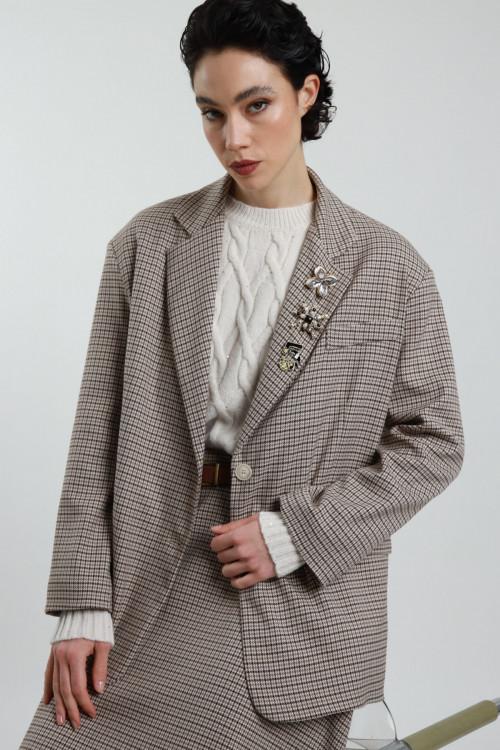 Susy Mix Blazer Over Pied de Poule Consegna Veloce