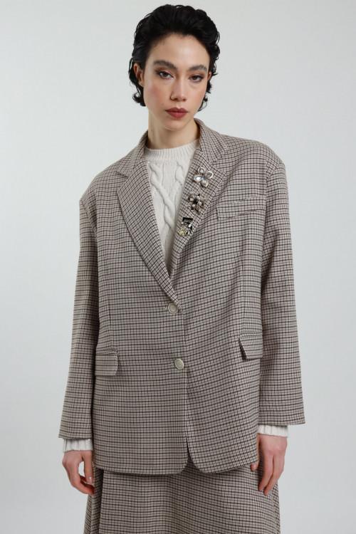 Susy Mix Blazer Over Pied de Poule Consegna Veloce