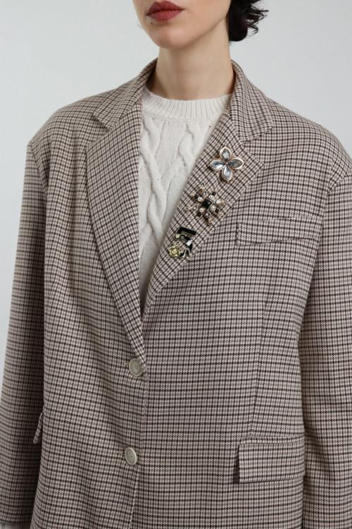 Susy Mix Blazer Over Pied de Poule Consegna Veloce
