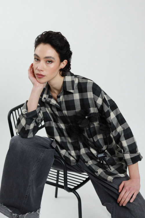 Susy Mix Camicia Quadri con Fiori Fino Al -60%