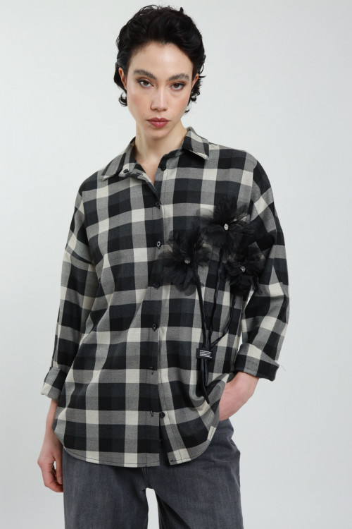 Susy Mix Camicia Quadri con Fiori Fino Al -60%