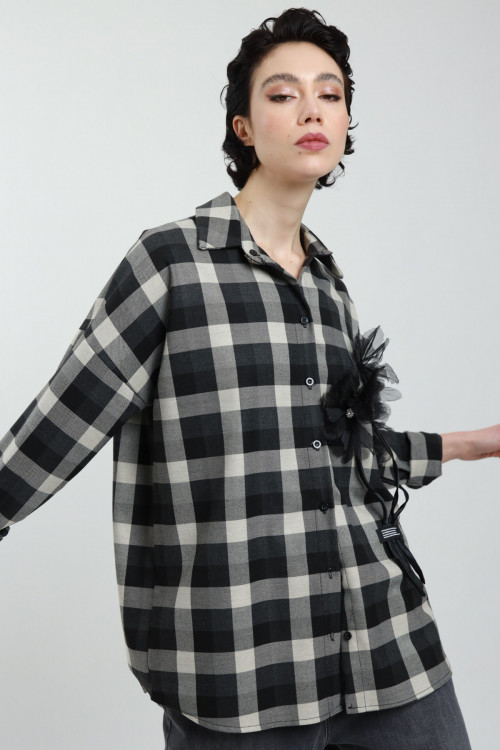 Susy Mix Camicia Quadri con Fiori Fino Al -60%