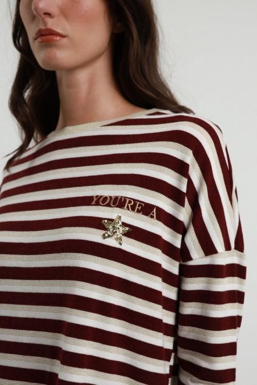 Susy Mix Maglia Righe "You Are a Star" Vendite Flash