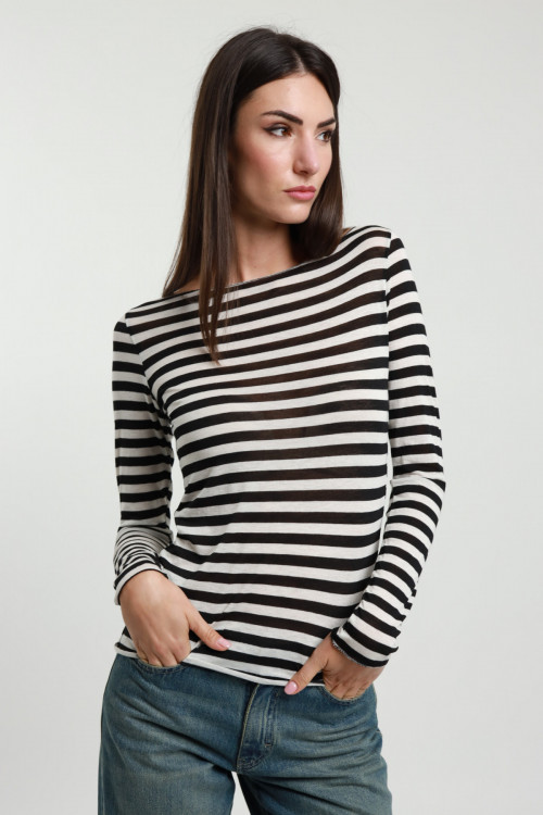 Susy Mix Maglia Righe Scollo Barchetta Qualità