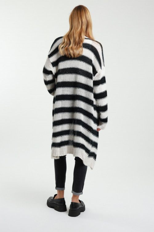 Susy Mix Cardigan Lungo a Righe Soddisfazione Garantita
