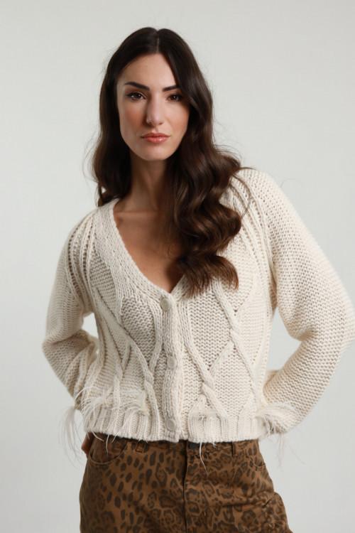 Susy Mix Cardigan Trecce e Piume Convenienza
