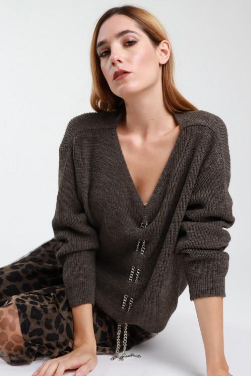 Susy Mix Maglione Scollo V Catena Negozio