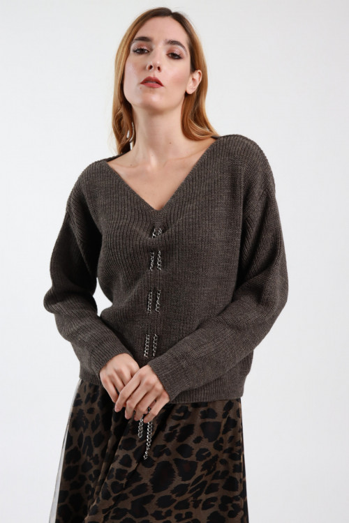 Susy Mix Maglione Scollo V Catena Negozio