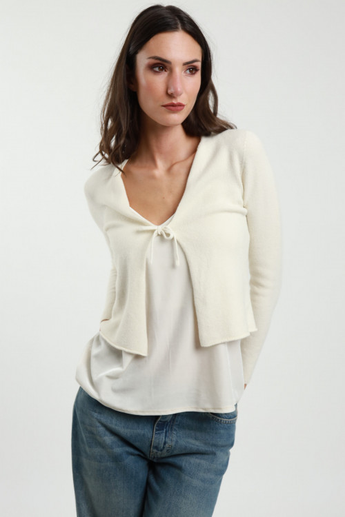 Susy Mix Cardigan Crop con Laccetto Sottocosto