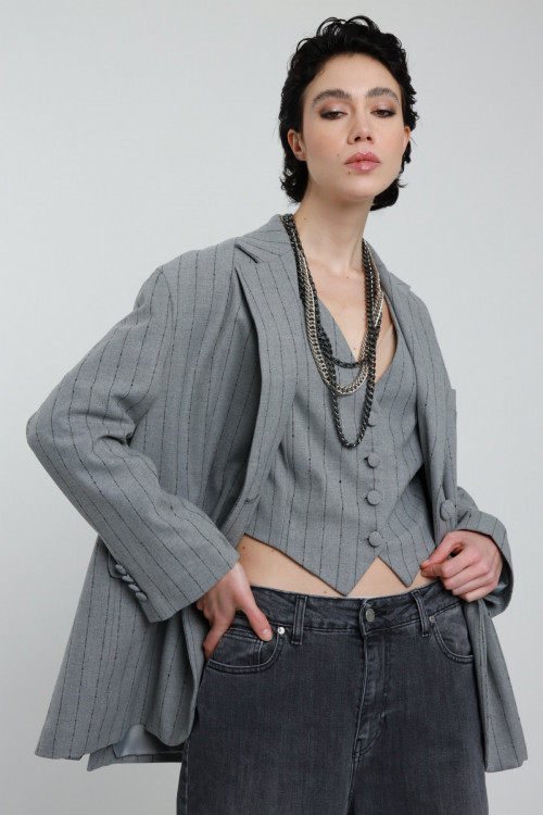 Susy Mix Blazer Over Gessato Vendita