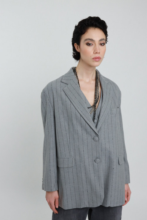Susy Mix Blazer Over Gessato Vendita