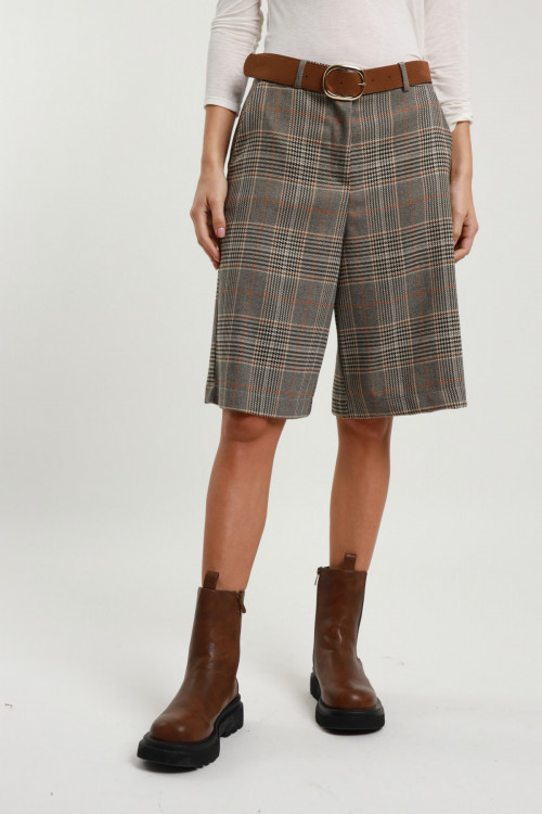 Susy Mix Bermuda Check con Cintura In Vendita