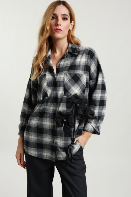 Susy Mix Camicia Check con Fiori Convenienza