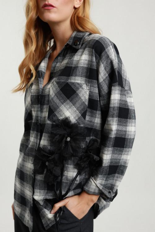 Susy Mix Camicia Check con Fiori Convenienza