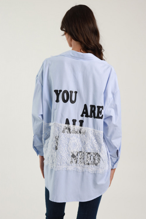 Susy Mix Camicia Gessata 'You Are All I Need' Offerte
