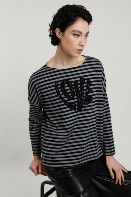 Susy Mix Maglia Righe "Love" Sottocosto