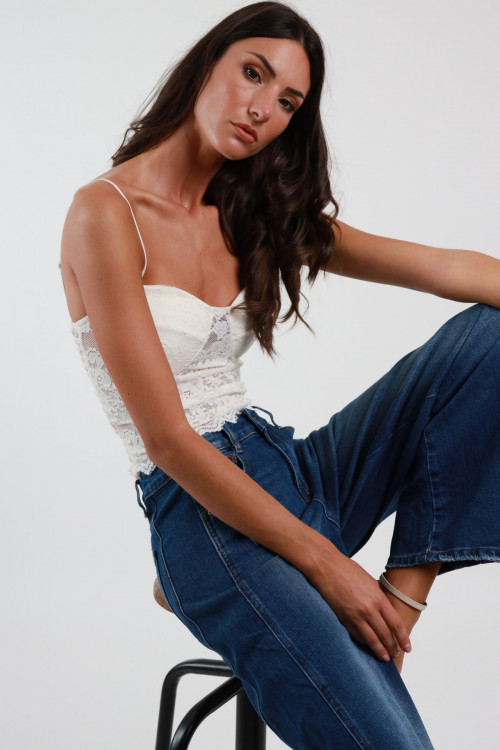 Susy Mix Crop Top in Pizzo Offerte