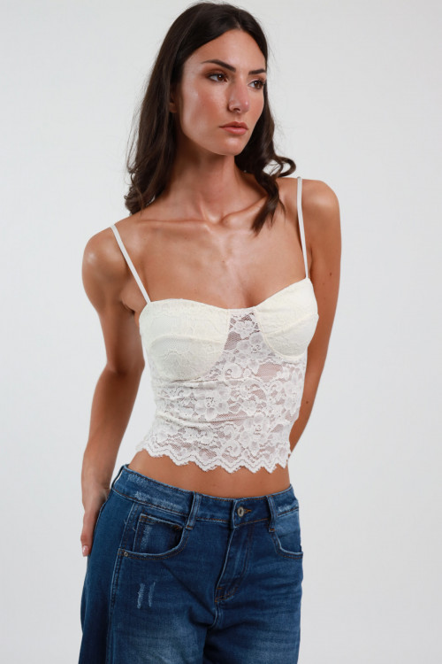 Susy Mix Crop Top in Pizzo Offerte
